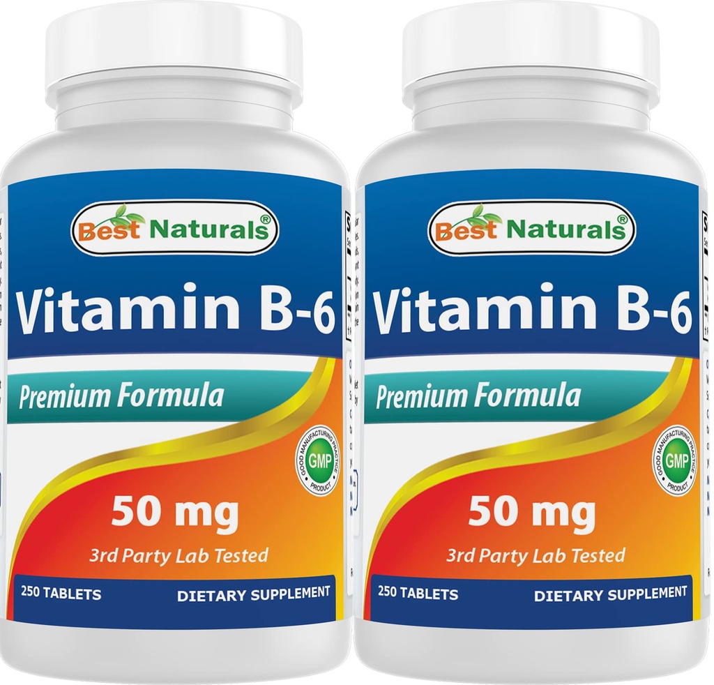 Najlepsi naturalni Witamina B6 50 mg 250 tabletek (250