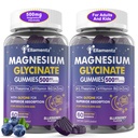 Glucynian magnezu Gummies 500mg / 250mg dla dorosłych Młodzież, Bezcukrowy Magnezu Spokojny Sen Pomoc, Dzieci Sen Gummeje z L- Theanine Glicine B6 dla snu, Spokój, Mięśnie, Rozluźnienie mózgu, Nie Melatonina, 2Pack