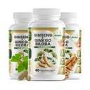 GreeNatr Ginko Biloba & Panax Ginseng Supplement - Red Ginseng Brain Supplement for Memory and Focus - Ginkgo Biloba Supplements for Good Vision, Immune System and Improved Blood Flow - 3 butelki