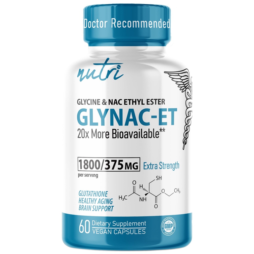 Nutri NAC Ester etylowy + Glicyna - Dodatkowa moc 375mg - NACET withe Selenium - 80% Dostępność biologiczna - N- Acetylocysteina - Suplement przeciw starzeniu się, Boost Glutathione - 60 Kapsułki - 3. strona Tested