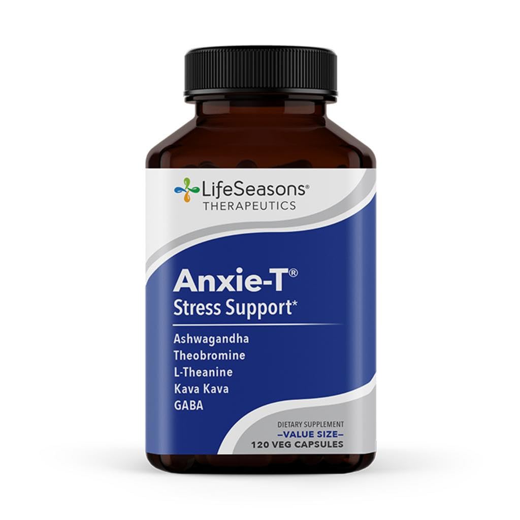 Anxie- T - Stress Relief Supplement - Wspiera nastrojowy i mentalny Focus - Feel Calm and Relaxed - łagodzi napięcie i nerwowość - Ashwagandha, Kava Kava, GABA & L- Theanine - 120 kapsułki