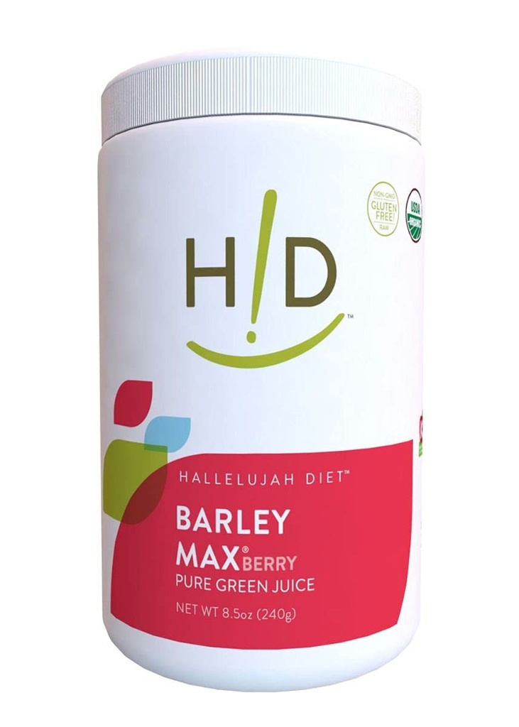 Hallelujah Diet Organic BarleyMax - Barley i Alfalfa Green Juice Powder, Berry Flavor, 8.5 Ounces (60 Day Supply)