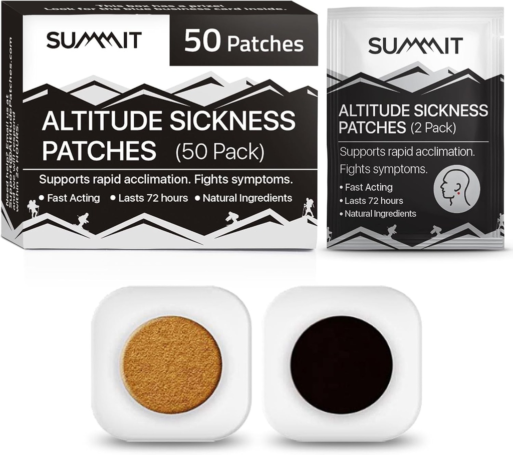 Szczyt Altitude Disease Prevention Patches 124; Wspiera szybki wysoki poziom Acclimation, zwiększa poziom tlenu, Fights High Altitude Disease Symplitude 124; Opakowanie 50