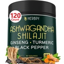 5in1 Ashwagandha Extra Siła z Shilajit dla Stamina, Energia i Relaxation Support - Plus Ginseng, Turmeric Root & Black Pepper - 120 Count