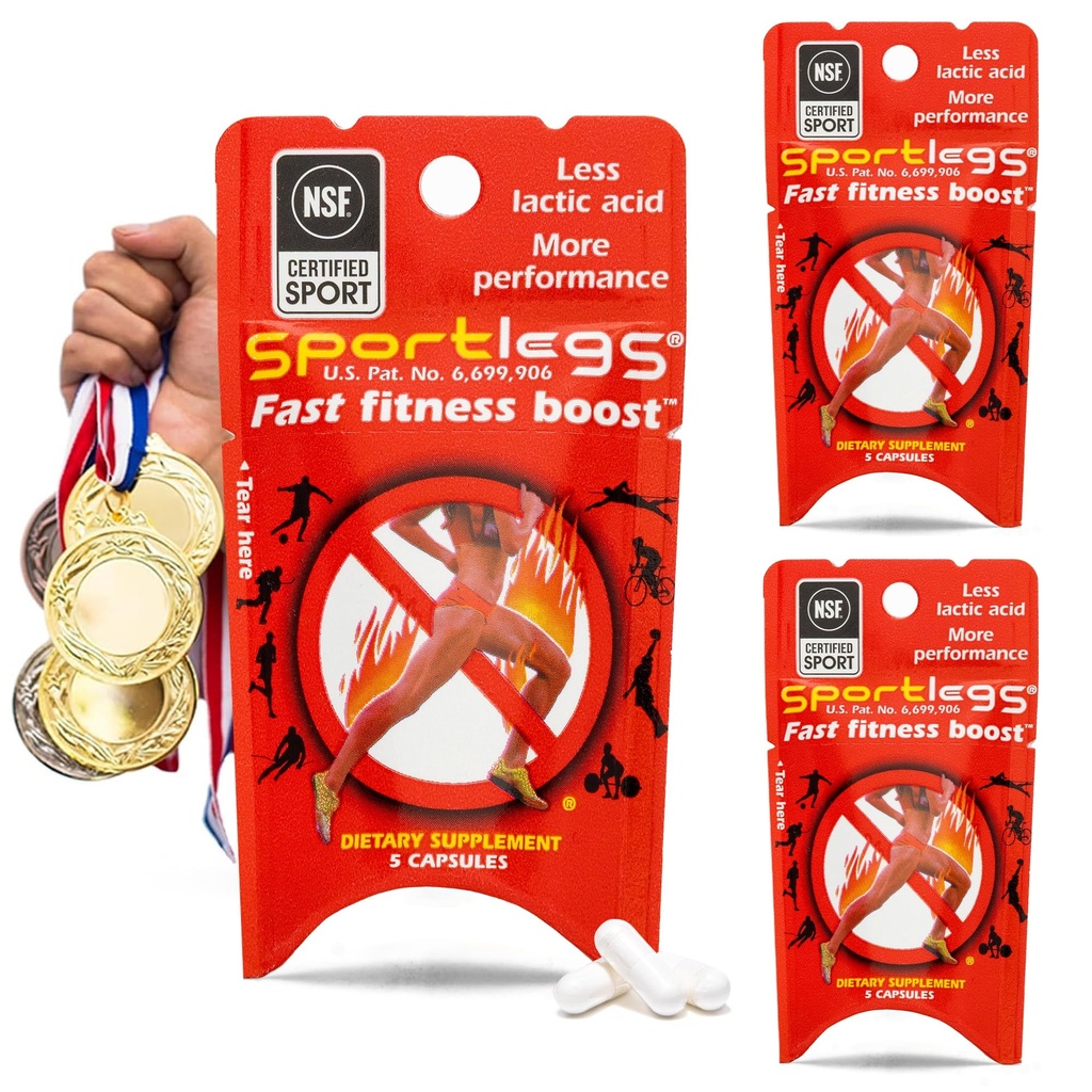 SPORTLEGS Fast Fitness Boost Wstępny trening dla mężczyzn i kobiet, Suplement kwasu mlekowego, Sports Endurance Fuel Endurance Supplements for Runners - 5- Cap Packet, Pakiet próbny 3