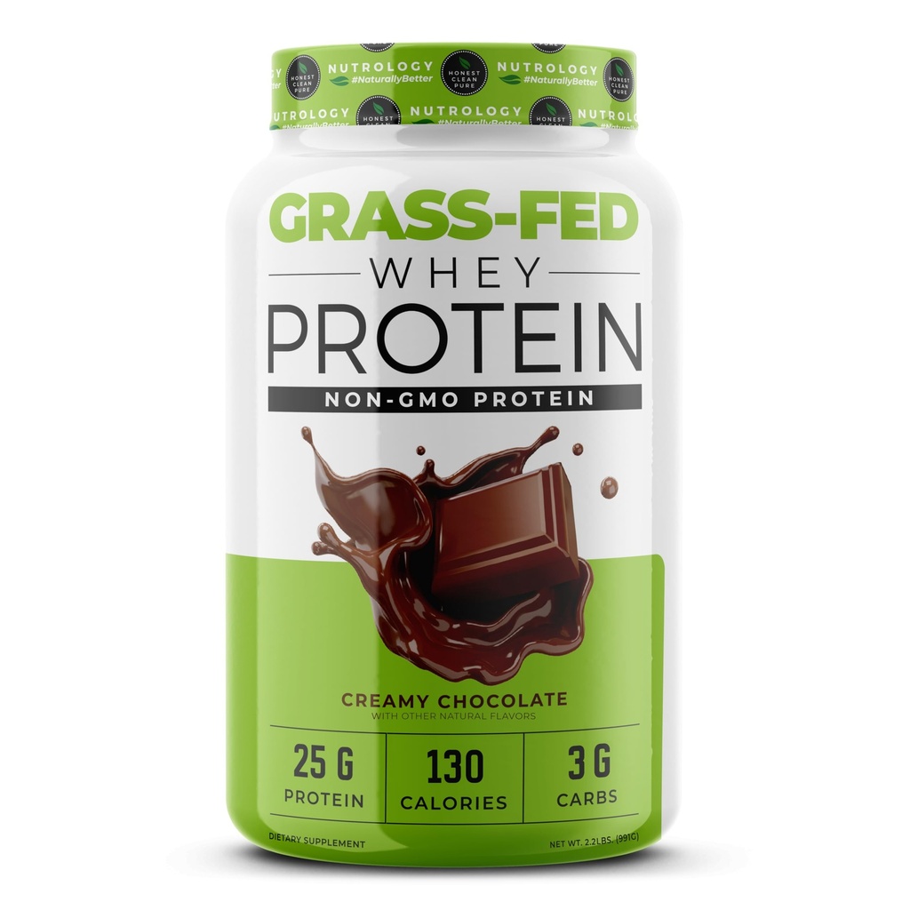 Nutrologia Grass Fed Protein z serwatki w proszku, kremowy aromat czekoladowy, wspomaga Lean Muscle Recovery & Performance, Cold Processed Grass Fed Serwatka i Amino Acid w proszku, Shake, Mieszanka lub Piec, 28 Służenie