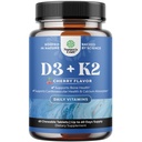 Witamina D3 z dodatkiem K2 MK7 - Witamina D3 2000 j. m. tabletki i K2 dla immunologicznego wsparcia kości zdrowia Heart Joint Support Bone Strength and Mood Boost - System immunologiczny VIT - 60