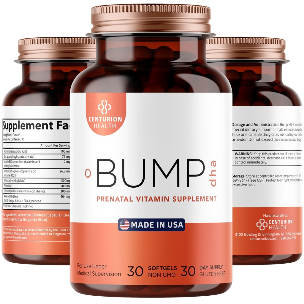 Centurion Labs Premium Witaminy prenatalne [10 Potężnych Składników] z DHA, EPA, Folate i witaminy B12, Wszystkie naturalne uzupełnienie ciąży dla rozwoju płodu i wsparcia ciąży, 30 Softgels
