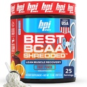 BPI Sports Best BCAA Shredded - Kofeina Free Thermogenic Recovery Drink, Lean Muscle Building BCAA Proszek dla kobiet i mężczyzn, Wstępny trening BCAAs Amino Acids Drink - Fruit Punch - 25 Służenie