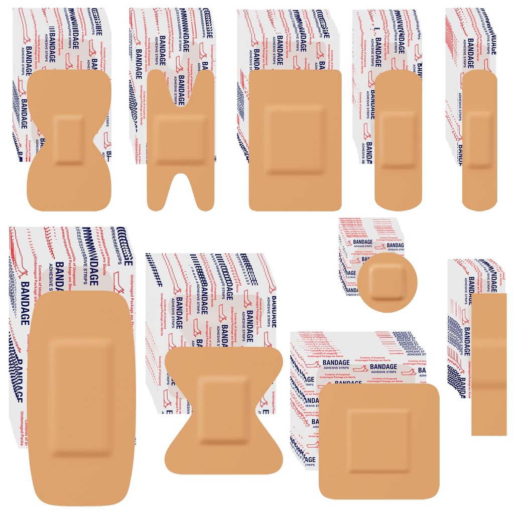 Assorted Bandage Variety Pack - 800 Pcs, FSA-HSA Eligible Waterproof & Breathable Large Adhesive Bandage Bulk Pack for First Aid Supplies and Wound Protection (10 Styles)