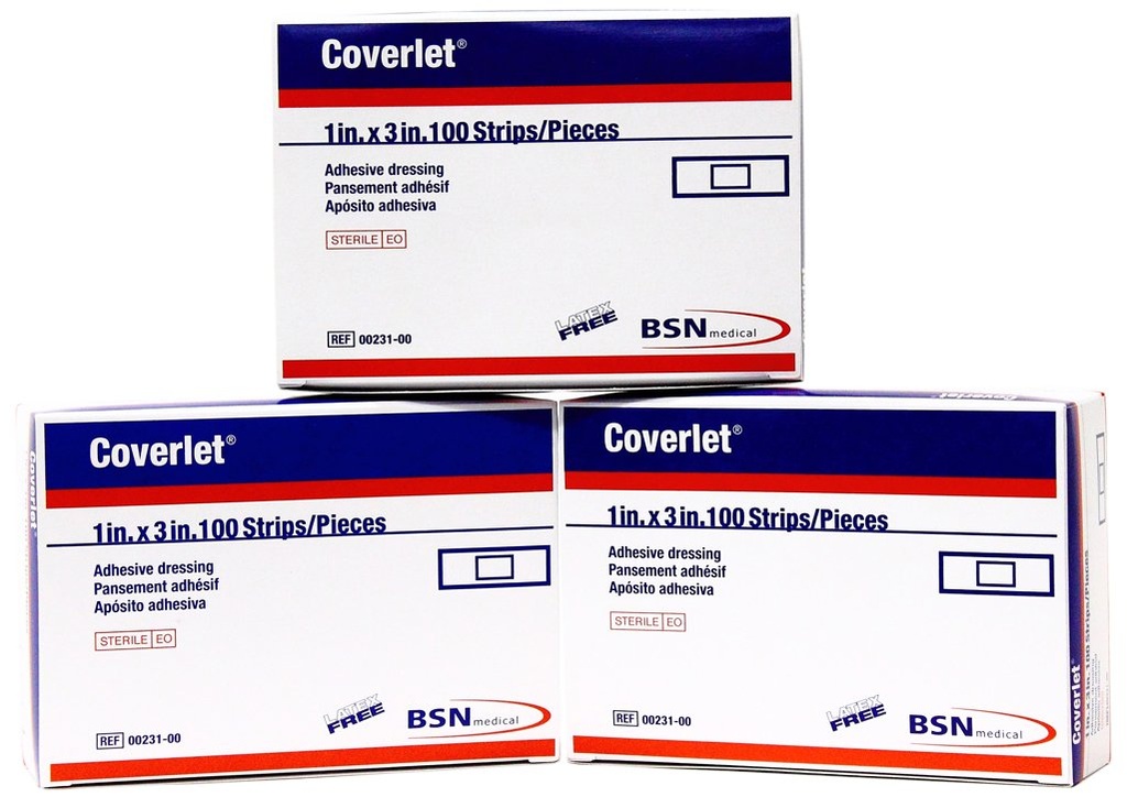 Latex-Free Adhesive Dressings Strips Bandages - 1 X 3 inches - 100/ Box (Pack of 3, 300 Total)