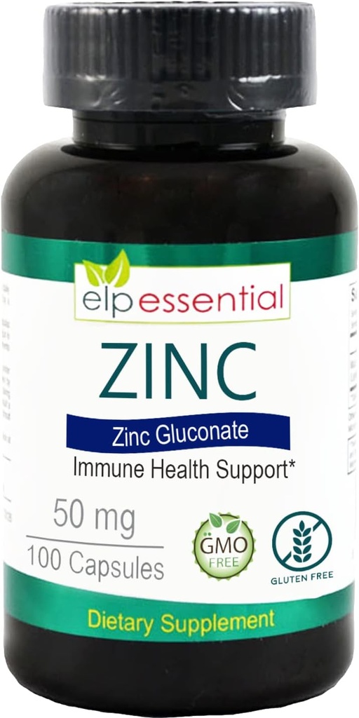 Cynk 50mg, Immune Support & Antioksydant Supplement 100 Kapsułki - Gluten Free i Non-GMO
