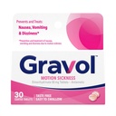 Gravol Motion Sickness Relief and Nausea Prevention, Easy to Swallow Coated Tablets, Anti-Nausea Medication Travel Essentials, 50 mg, 30 Count