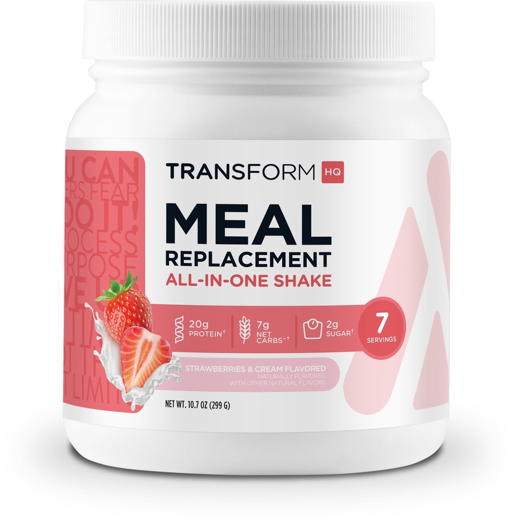 TransformHQ Mączka Zamiennik Powder 7 Słupki (Truskawka i śmietana) - Gluten Free, Non-GMO
