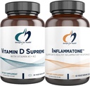 Designs for Health Witamina D Supreme + Inflammatone Bundle - Witamina D3 5000 j. m. + 2000mcg Witamina K z enzymatycznym mieszanką botaniczną w celu promowania zdrowej odpowiedzi zapalnej - 2 Produkty