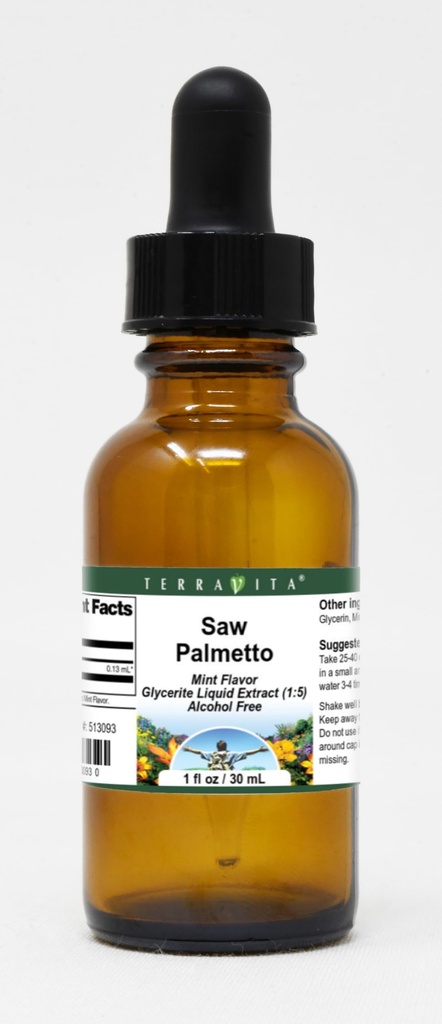 Terravita Saw Palmetto Glycerite Liquid Extract (1:5) - Mint Flavored (1 oz, ZIN: 513093)
