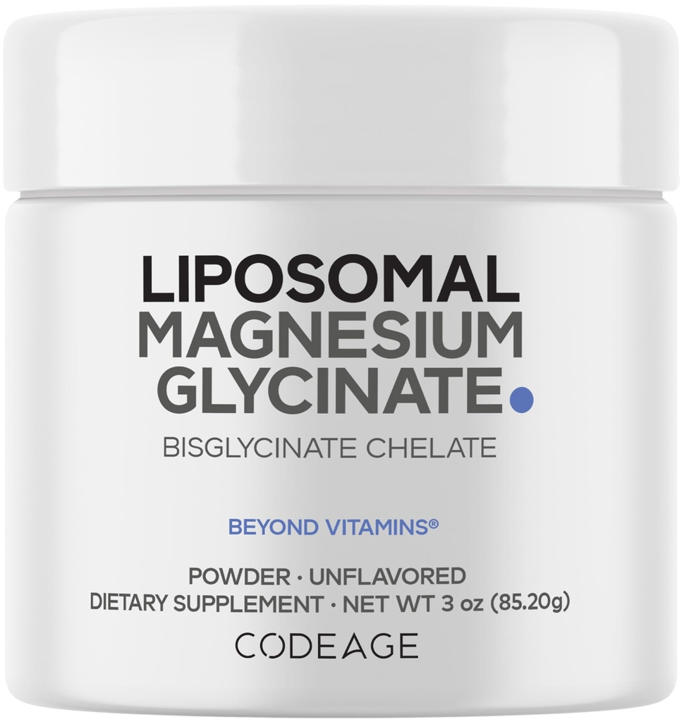Codeage Liposomal Magnesium Glycinate Powder, Bisglycinate, Unflavored, 3oz