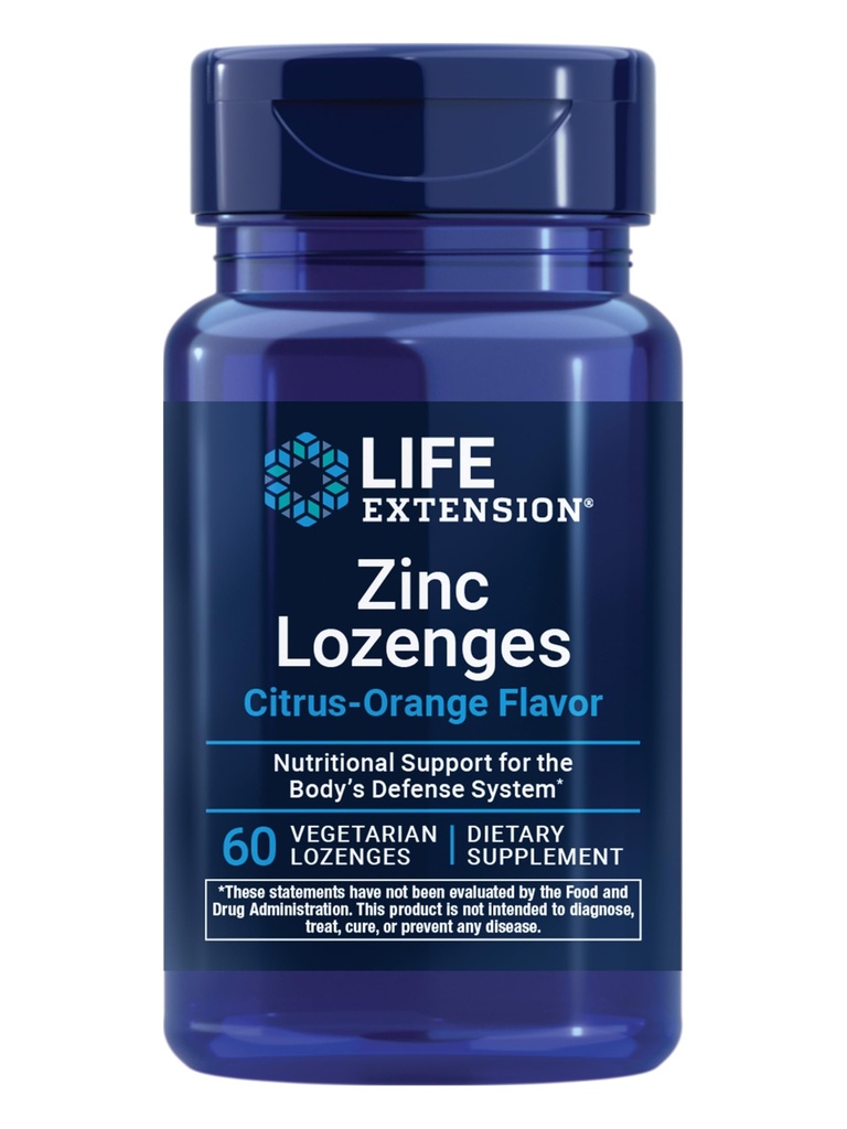 Life Extension Zinc Lozenges - Citrus-Orange Flavor - dla zdrowej syntezy białek i zdrowia immunologicznego - Suplement do zarządzania zapaleniem - Bezglutenowy, Non-GMO - 60 Lozenges wegetariańskie