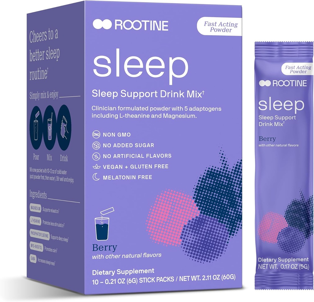 Suplement do snu, Melatonin - wolny proszek uspokajający magnezu, GABA, L- Theanina, Myo- inozytol, Mix uspokajający napój senny, który pomaga się odprężyć, Proszek senny, Proszek magnezowy na sen, Super Calm Drink Mix 24pk