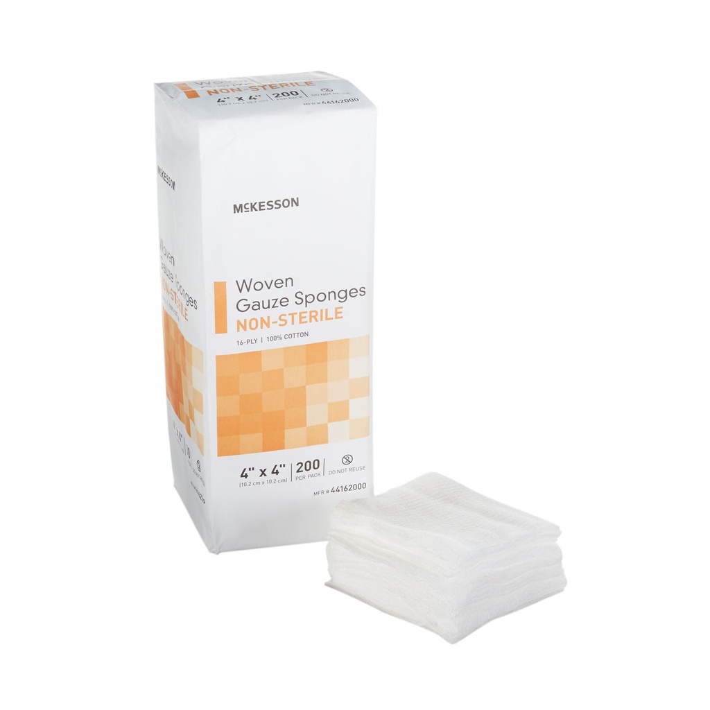 McKesson Woven Gauze Sponges, Non-Sterile, Cotton, 4 x 4 in, 1 pk | 100% Cotton
