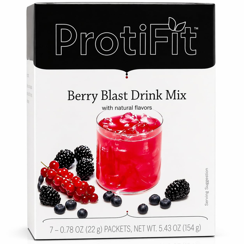 ProtiFit - Wysokie białko owocowe w proszku o smaku proszku, 15 g białka, niskie kalorie, cukier wolny, idealne białko kompatybilne, 7 Servings per box (Berry Blast)