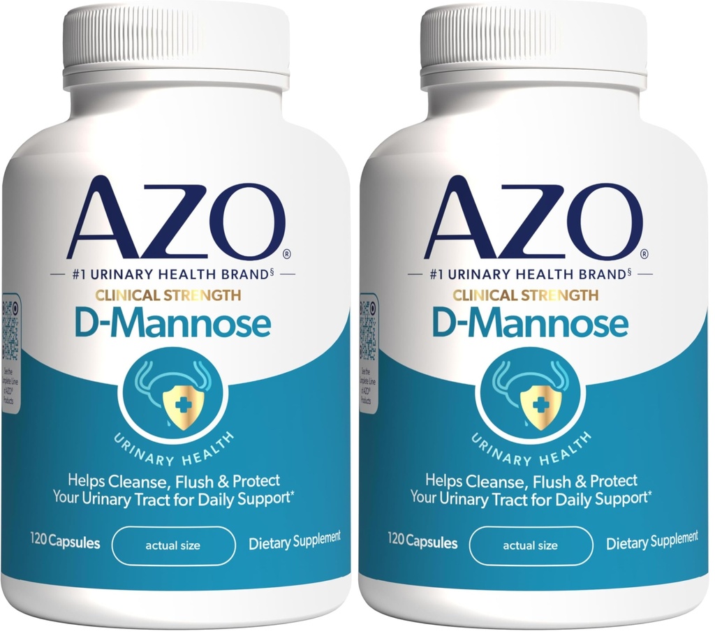 AZO D Mannose Tract Health, Cleanse, Flush & Protect The Urnary Tract, No.1 Farmaceutyk Zalecane marki, Siła kliniczna, Non-GMO, 120 Liczba (Opakowanie 2)