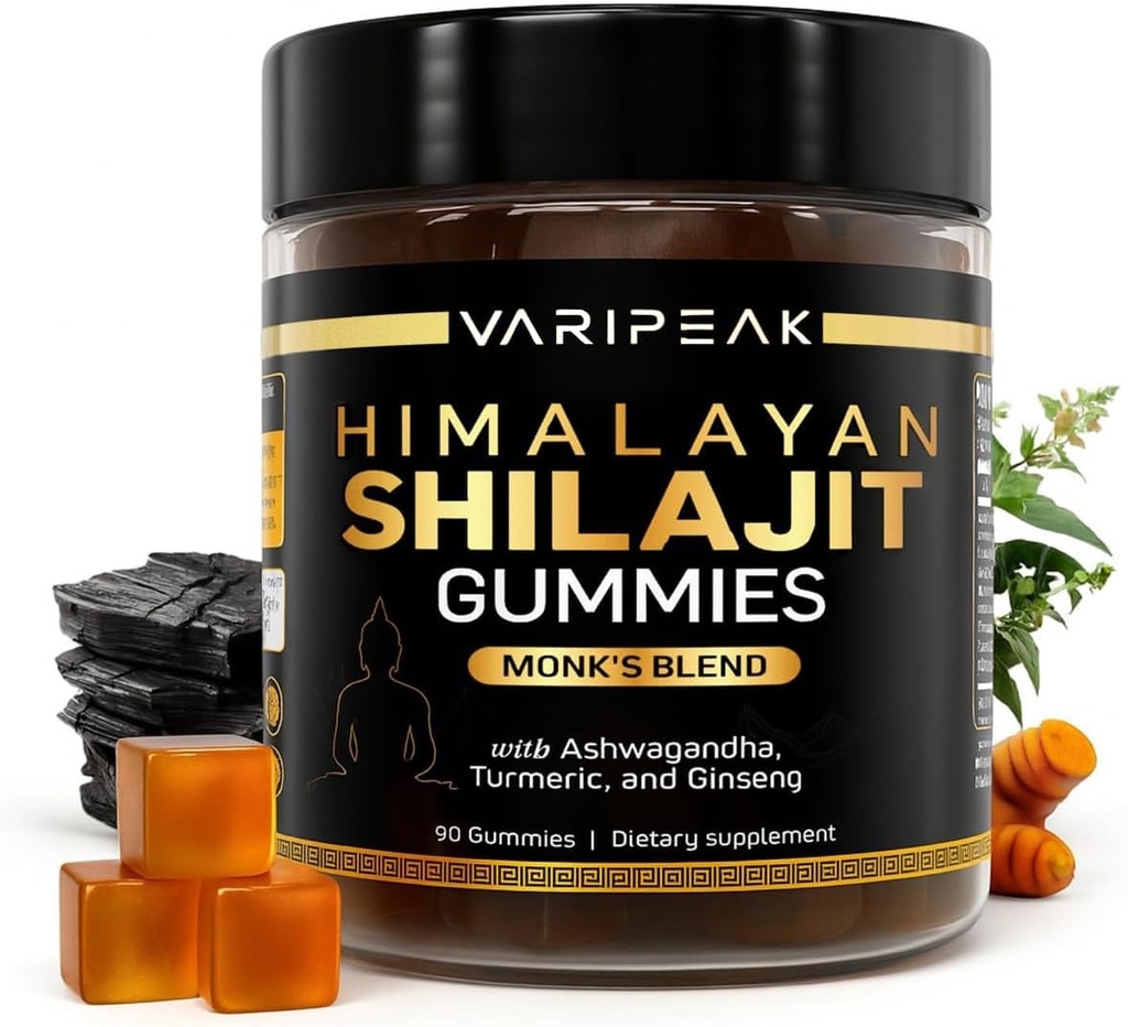 4- in-1 Organic Himalayan Shilajit Gummies is 124; with Ashwagandha, Turmeric, & Ginseng 's 124; Adaptogen for Energy, Immunity & Vitality Support Budapest 124; Organic, Vegan, Sugar- Free 124; 90 Count' s 124; for Men & Women
