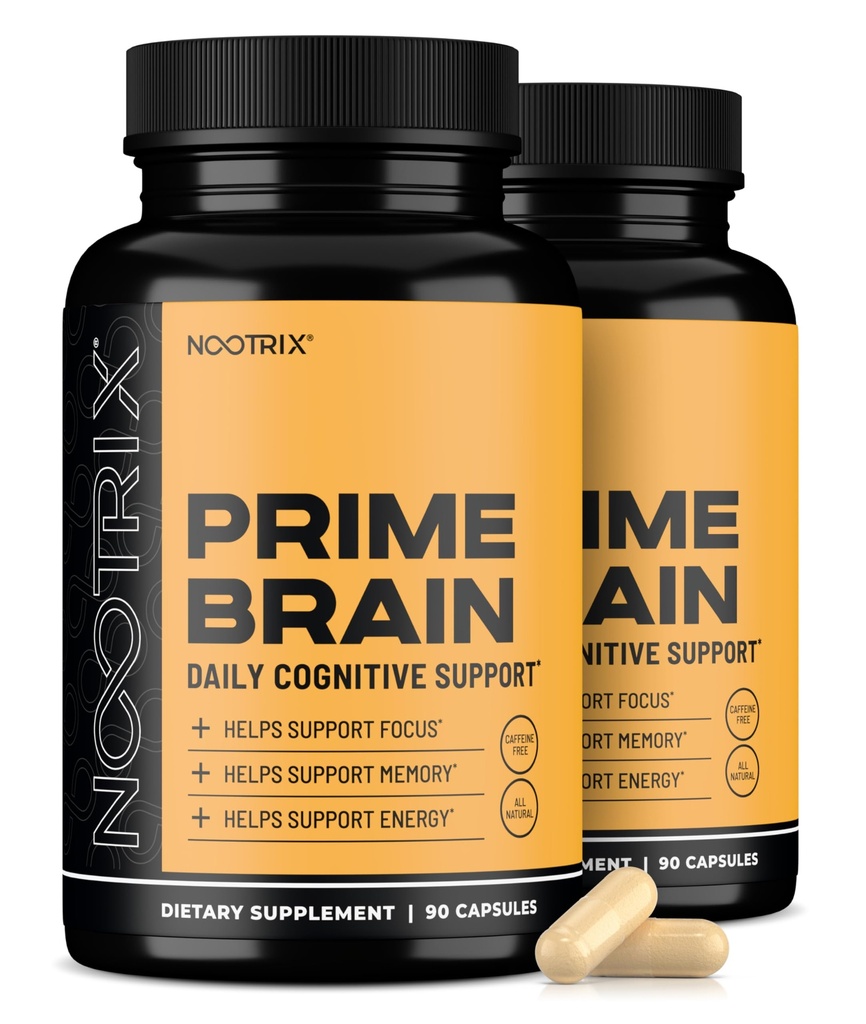 Nootrix Prime Brain Nootropic Supplement Adresat 124; Wspomaga Pamięć, Mental Focus, Cognitive Health & Energy Adresat 124; Promuje zdrowy nastrój i funkcje mózgu Adresat 124; Ginkgo Biloba, Lwie Mane & L Theanine Adresat 124; 180 Kapsułki