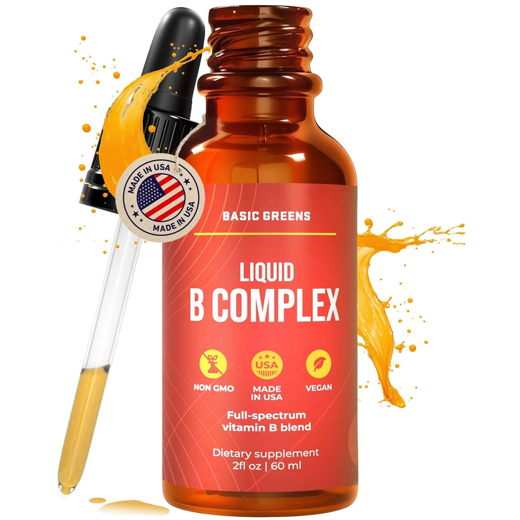 Witamina B Complex Liquid Drops - Strength Sublingual Formula, Maksymalizuje Wchłanianie i Wzmacnianie Energii - B1, B2, B3, B5, B6, B7, B9, B12 - Naturalny Wegański Suplement Odporności (B Complex)