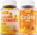 Kurkumina bezcukrowa Napełniona Gummies 550mg & CoQ10- 250mg Napełnione Gummies, Immune, Digestive Health, Energia komórkowa i Przeciwutleniacze Wsparcie