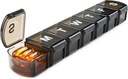 XL Cotygodniowy Pill Box Organizator 7 dzień, 1 tydzień Jumbo Pill Dispenser Case One Time a Day, MOLN HYMY Daily Medicine Container to Hold Medication, Witaminy, Oleje rybne i suplement (Czarny