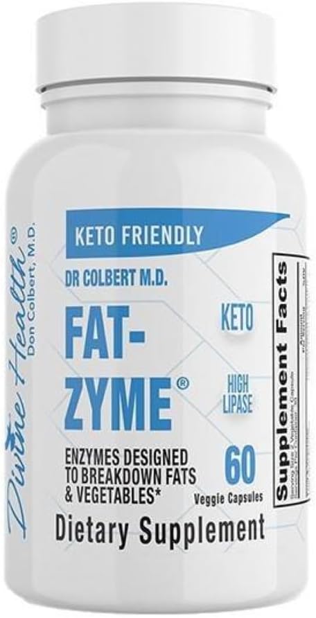 Dr Colbert 's Keto Zone Fat- Zyme - Ketogeniczne Enzymy Digestive - HIgh Lipase - Vegan & Vegetarian Enzyme - 30 Day Supply - Zawiera wysokie ilości Enzymów, które łamią warzywa i tłuszcze