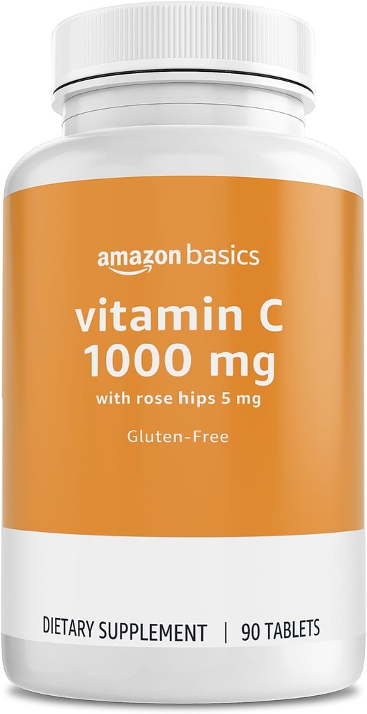 Podstawy - Witamina C, 1000 mg z Rose Hips 5 mg, 90 tabletek (1 na porcję), Gluten Free