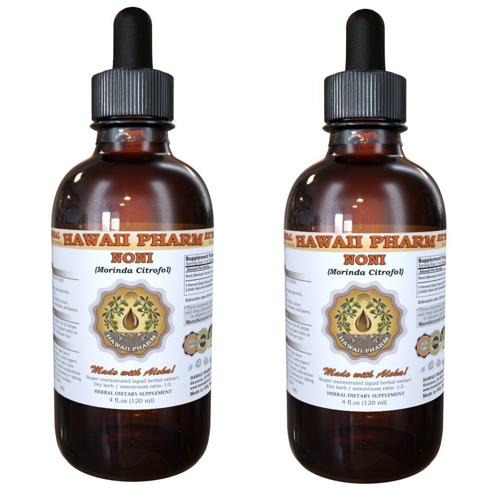 Hawaii Pharm Noni Liquid Extract, Professional Grade, Small Batch Crafted Noni (Morinda citrifolia) Tincture, Herbal Supplement, 2x2 fl.oz