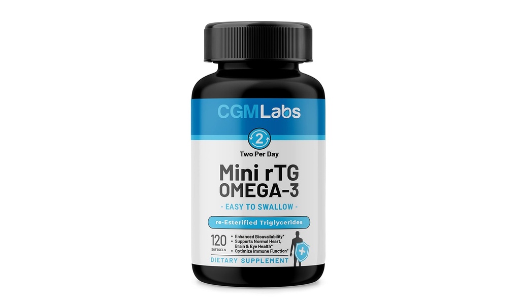 rTG Omega 3 Suplement pokarmowy oleju rybnego - Wysoka absorpcja i szybkie działanie, Burless Fish Oil Supplement from Anchov. reestryfied Trigliceryde w / EPA & DHA (as rTG) 960mg - 120 Softgels by CGM Labs