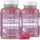 Nowy wiek Gummeje biotin - Gummeje do włosów, skóry i paznokci - 10,000 µg - Suplement do GMO dla kobiet, mężczyzn - Made in USA -120 Hrabia