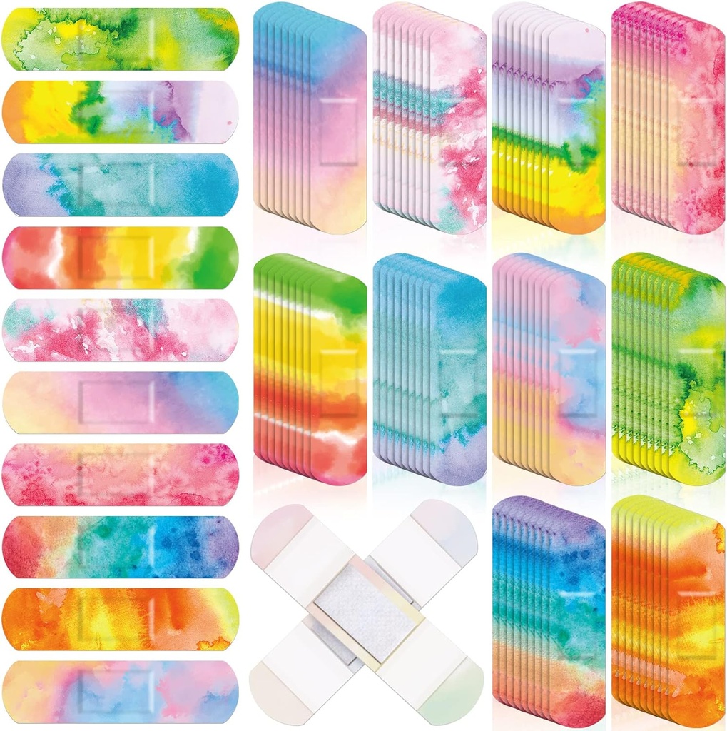 Lounsweer 120 szt. Dzieci Bandaże luzem krawat Dye pastel Kolorowe Bandaże dla dzieci Cute wodoodporny kleisty Tap Pielęgnacja oddychająca dla dziecka Toddler Cut Scrapes rany oparzenia, 10 stylu (Tie Dye)