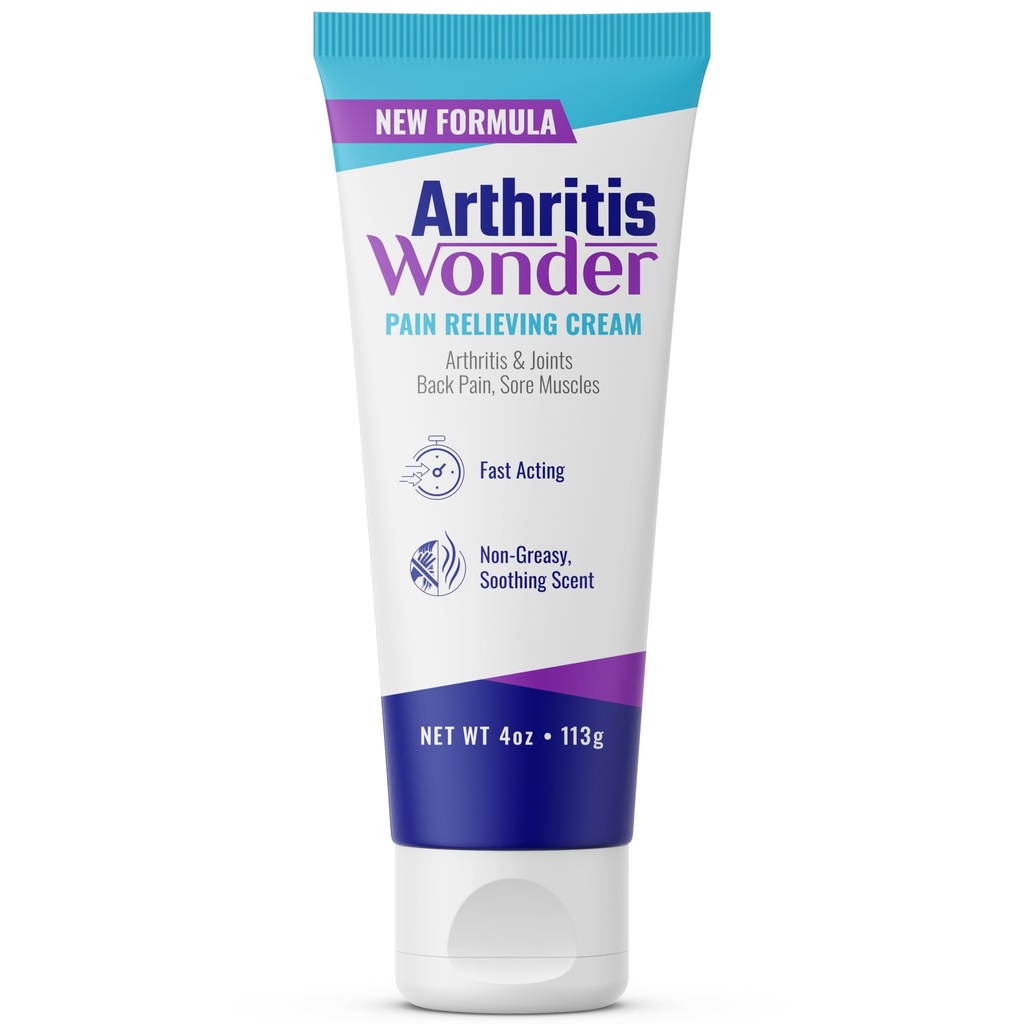 Arthritis Wonder Pain Relief Cream, 4 oz – Soothing Relief for Joint, Muscle & Shoulder Pain in Hands, Knees, Feet & Wrists – Fast-Acting, Non-Greasy Formula with Natural Wogonin