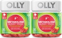 OLLY Metabolizm Gummy Pierścienie, Jabłko Cydr Ocet, Witamina B12, Chrom, Energia i zdrowie trawienne, Suplement do żucia, Jabłko Flavor, Twin Pack - 60