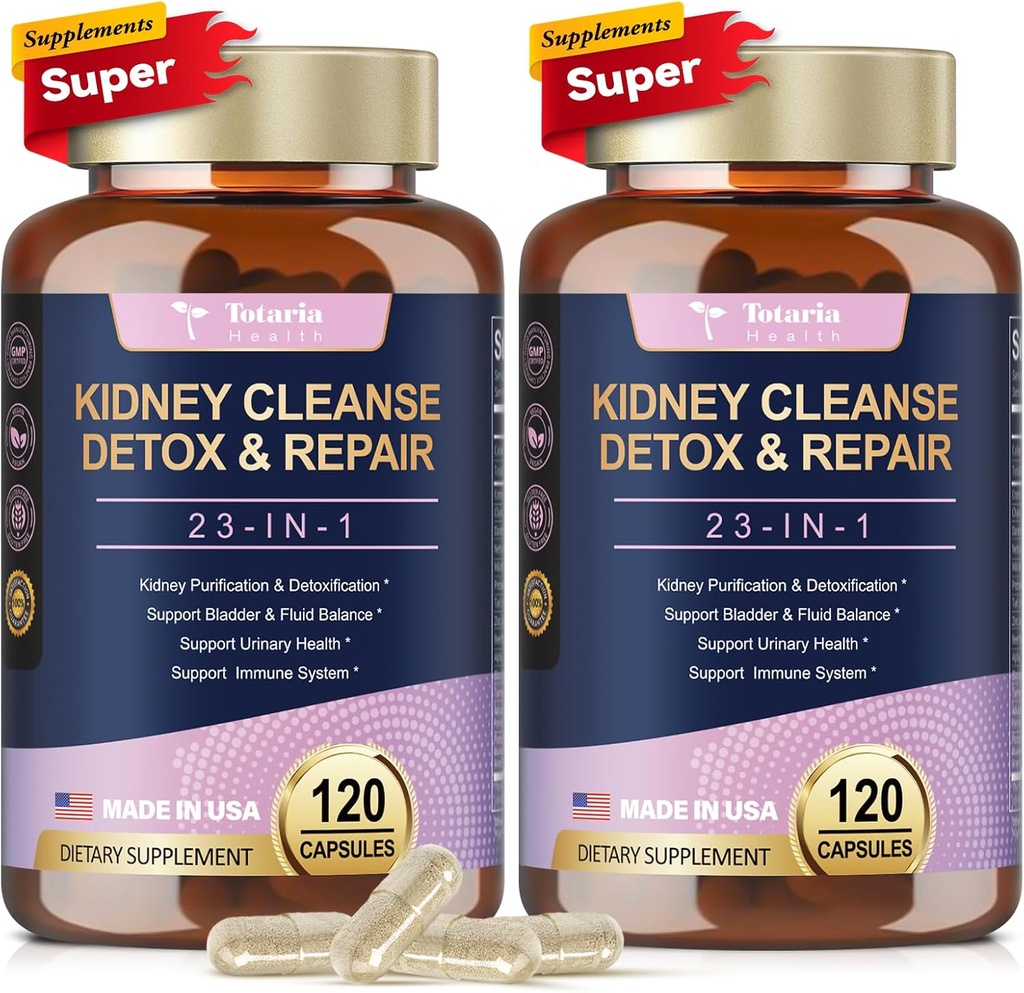 Totaria (2 P) Nerki & Wątroba Cleanse Detox & Naprawa Kapsułki, Chanca Piedra i Pigułki żurawinowe do wątroby & Nerki Supplement Supplement Extra Siła dla Kamienie Rozpuszczalnik, Zdrowie Trakt moczowy dla kobiety