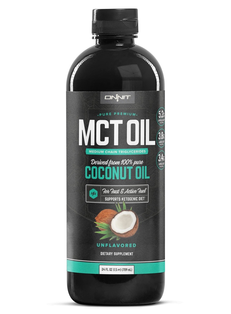 ONIT MCT Olej - Czysty olej kokosowy MCT, dieta ketogenna i paleo zoptymalizowane z C8, C10, Kwas laurynowy - Perfect for Coffee, Shakes, and Cooking (Flavorless - 24oz)
