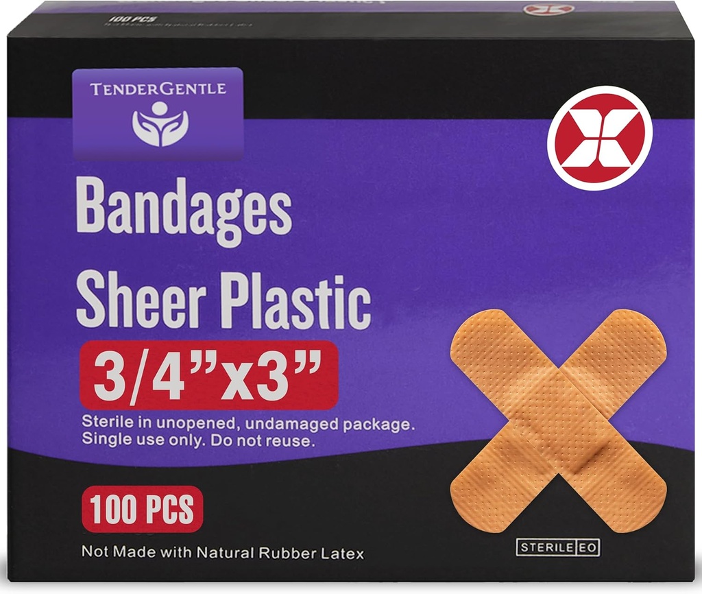 Bandaże przylepne - pudełko 100 3 / 4 "Elastyczne plastikowe bandaże do cięcia, Scrapes, Burns - Latex Free, Sterylne małe bandaże