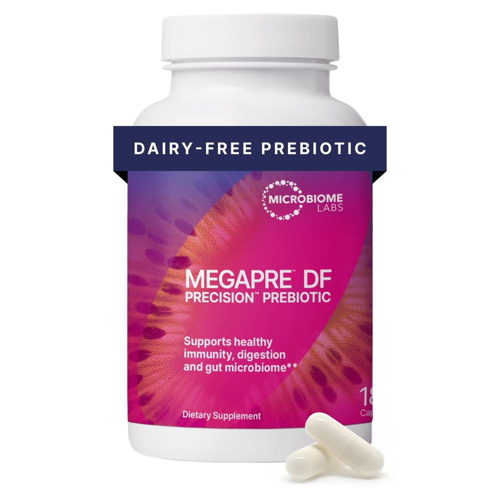 Microbiome Labs MegaPreDF - suplement do włókien prebiotycznych - Gut Health Prebiotyka dla kobiet, mężczyzn i dzieci 3 + - Wsparcie dla różnorodności mikroorganizmów (180 kapsułek)
