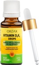 ORZAX Witamina D3 K2 Krople - Wspiera gęstość kości i Absoprcję wapnia - dla kości, mięśni i serca - (0,67fl oz - 20 ml)