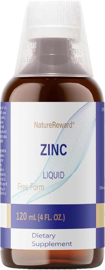 Cynk organiczny płynny, 60 Służenia - Bezalkoholowy siarczan cynku - Wspiera zdrowie immunologiczne i metabolizm - Przeciwutleniacz - Bezglutenowy, Non-GMO, Wegan & Paleo Friendly (120 ml), 4 FL OZ
