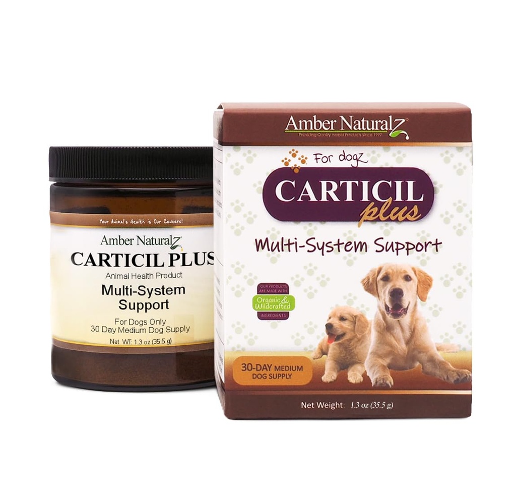 Amber NaturalZ Carticil Plus Suplement ziołowy dla psów 124; Multisystemowe wsparcie dla wspólnego, trawiennego i immunologicznego zdrowia 124; Naturalna pomoc dla ogólnego Wellness i witalności 124; 30- Day Medium Dog Supply