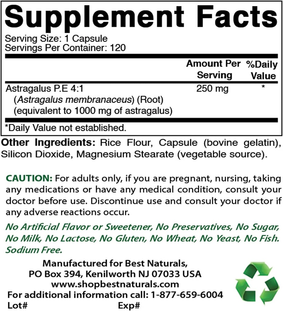 Najlepsze naturalne Astragalus 1000 mg & Magnezu Glicynian 425 mg