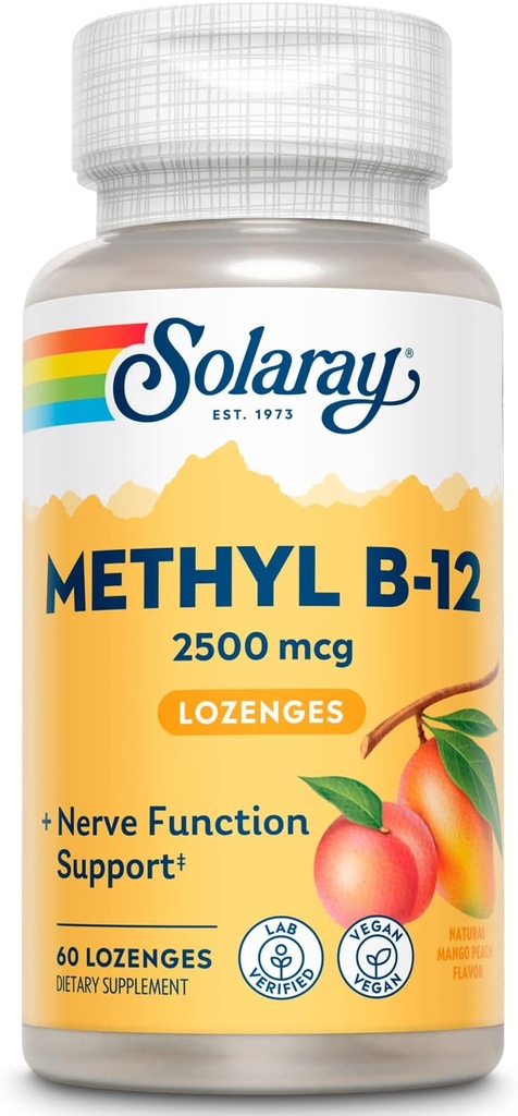 SOLARAY B 12 Metyl Lozenge Supplement, 2500mcg ↓ 124; 60 Count