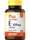 Sundance Witamina o dużej mocy E 124; 450mg (1000 j. m.) 124; 60 Softgeli 124; Esential witaminy Supplement Amend124; Non-GMO and gluten Free Formula