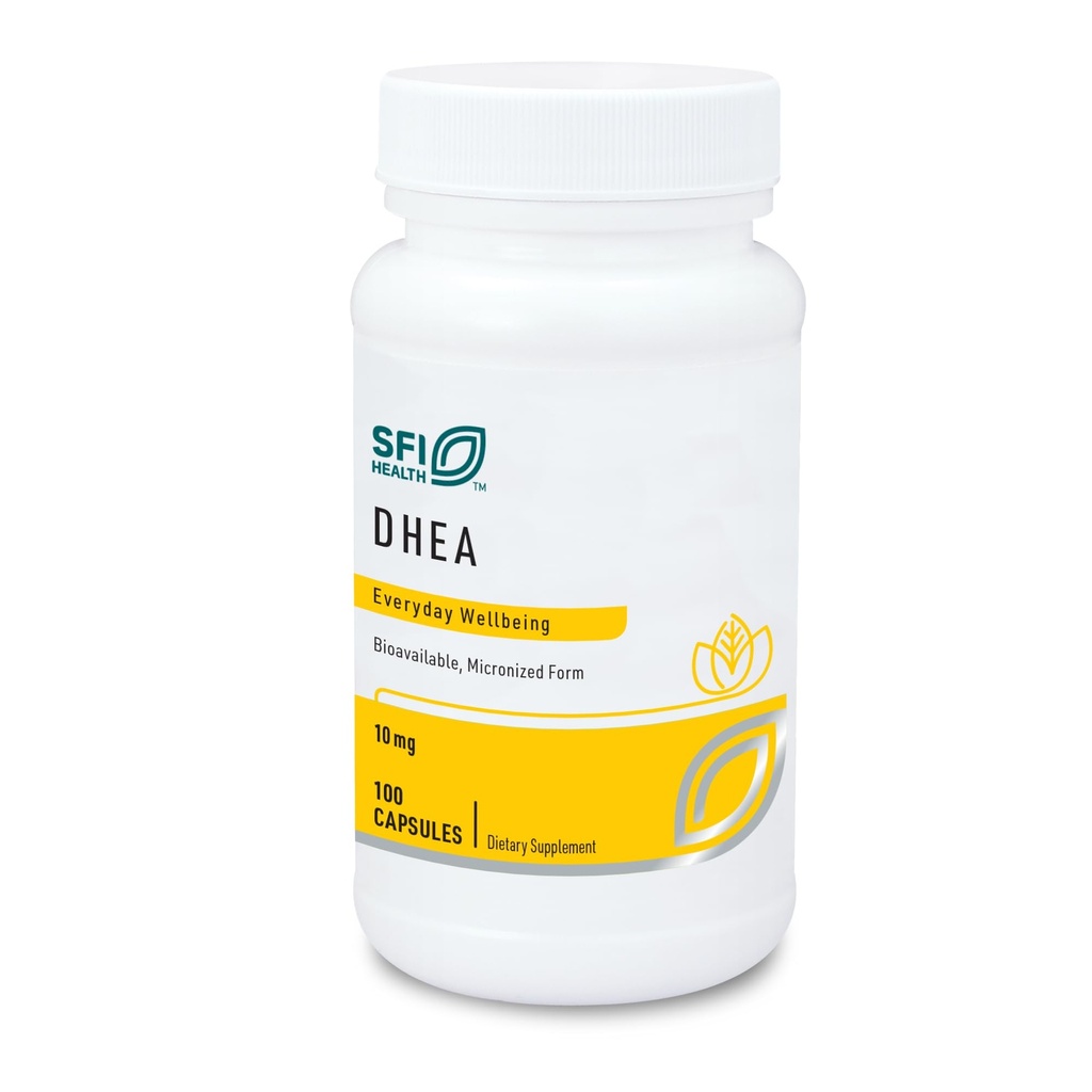 SFI Health Klaire Labs DHEA 10mg - Dehydroepiandrosteron Derived from Wild Yam - Mikronizowane dla Superior Absorption - Bezwładniający, Suplement Hipoalergiczny dla mężczyzn i kobiet (100 kapsułek)